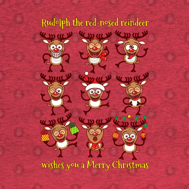 Rudolph the red-nosed reindeer wishes you a Merry Christmas in nine different ways by zooco